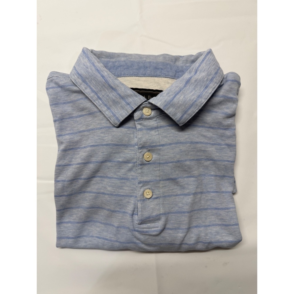 Jos A Bank Reserve Mens XL Blue‎ Striped Polo Shirt Traditional Fit 100% Cotton